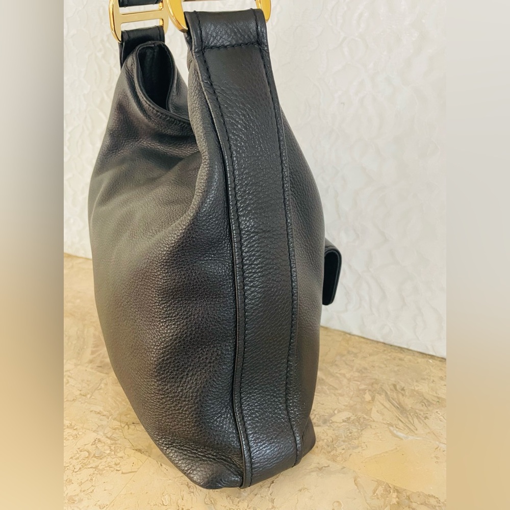 MICHAEL KORS Elegant Black pebble Leather hobo Shoulder Bag - Picture 4 of 9